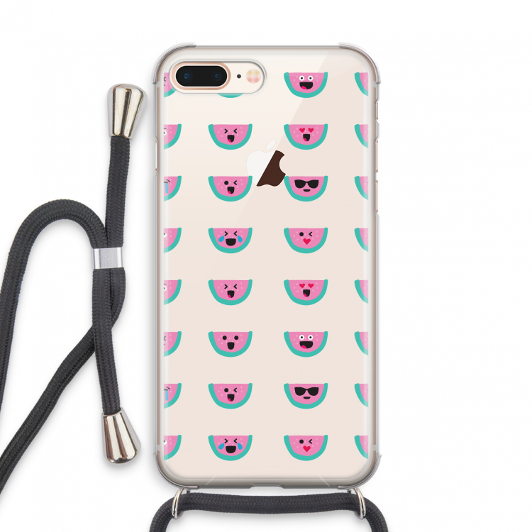 Smiley watermeloenprint: iPhone 7 PLUS Transparant Hoesje met koord