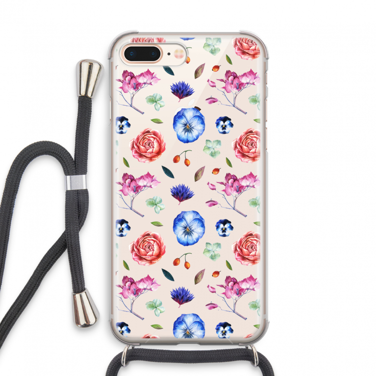 Bloemetjes: iPhone 7 PLUS Transparant Hoesje met koord