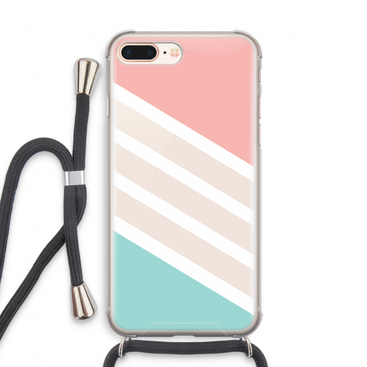 Strepen pastel: iPhone 7 PLUS Transparant Hoesje met koord