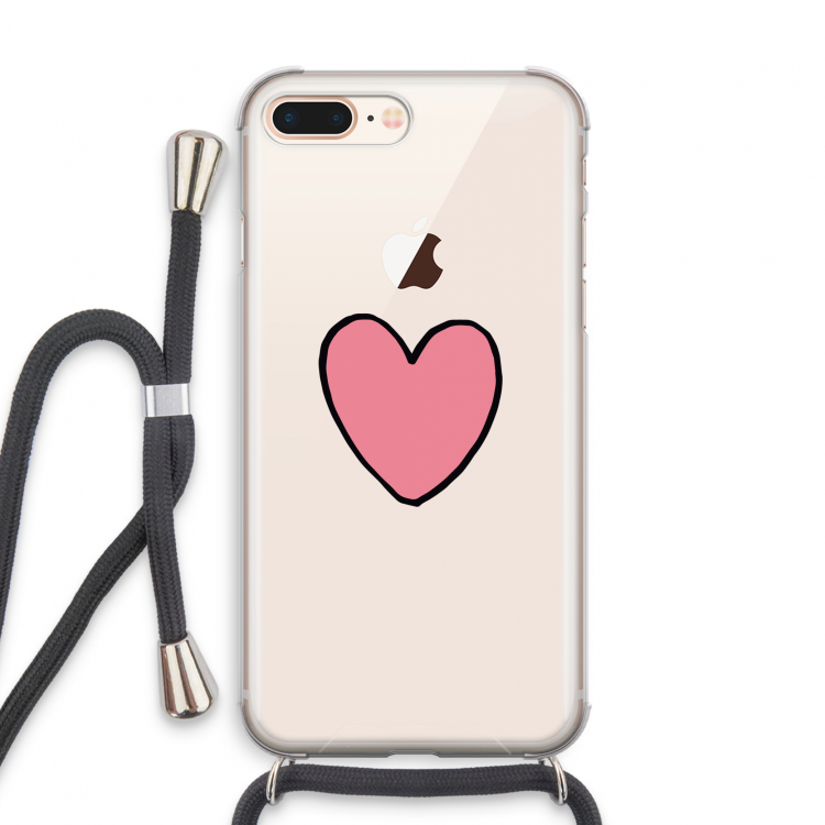 Hartje: iPhone 7 PLUS Transparant Hoesje met koord