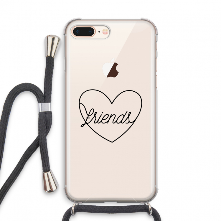 Friends heart black: iPhone 7 PLUS Transparant Hoesje met koord