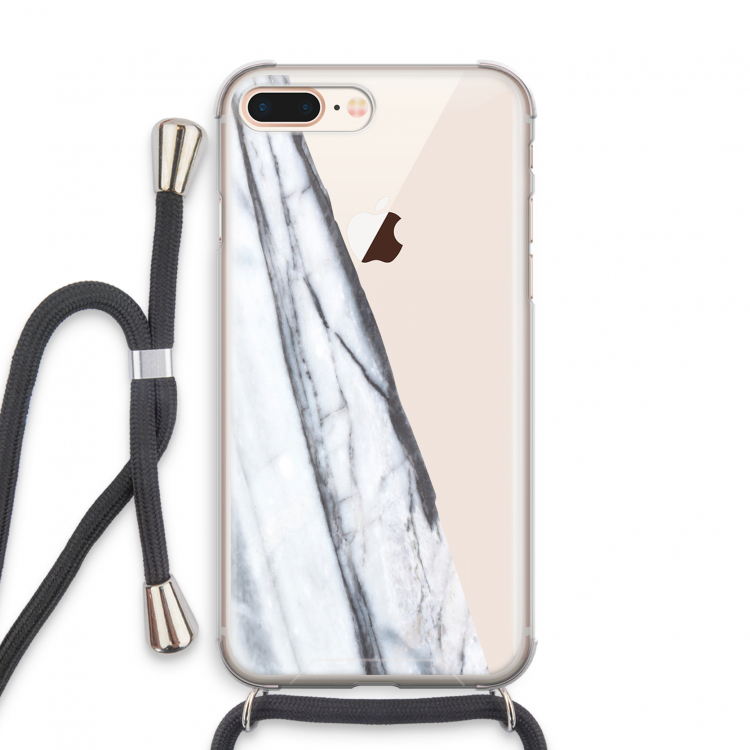 Gestreepte marmer: iPhone 7 PLUS Transparant Hoesje met koord