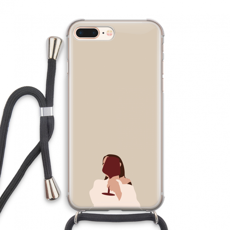 I drink wine: iPhone 7 PLUS Transparant Hoesje met koord