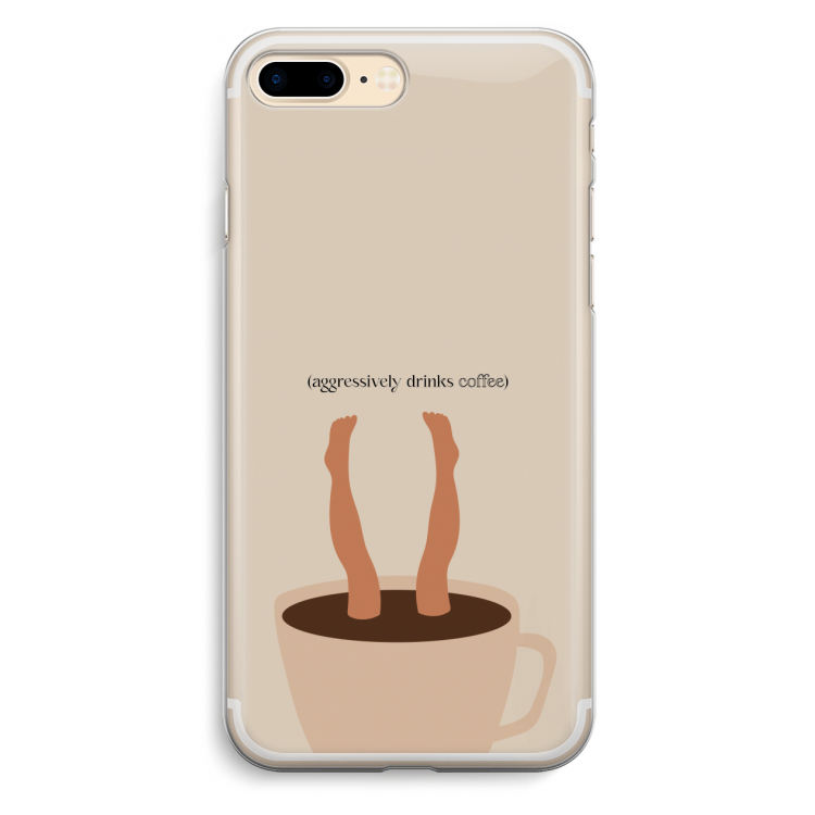 Aggressively drinks coffee: iPhone 7 Plus Transparant Hoesje