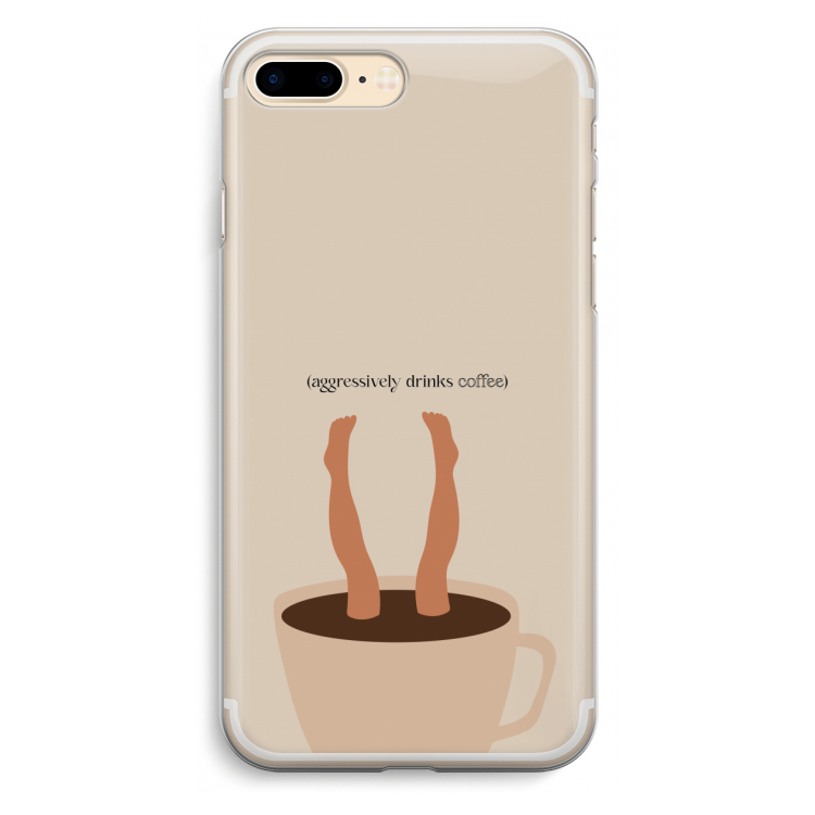 Aggressively drinks coffee: iPhone 7 Plus Transparant Hoesje