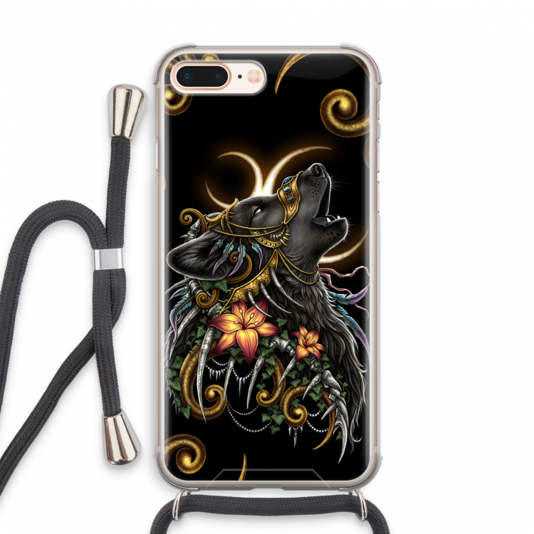 Huilende Wolf: iPhone 7 PLUS Transparant Hoesje met koord