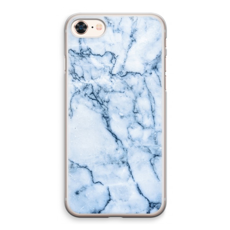 Blauw marmer: iPhone 8 Transparant Hoesje