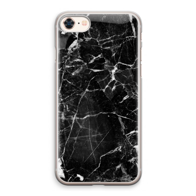 Zwart Marmer 2: iPhone 8 Transparant Hoesje