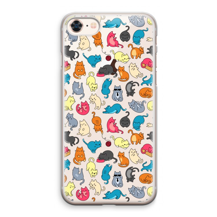 Kleurrijke katten: iPhone 8 Transparant Hoesje