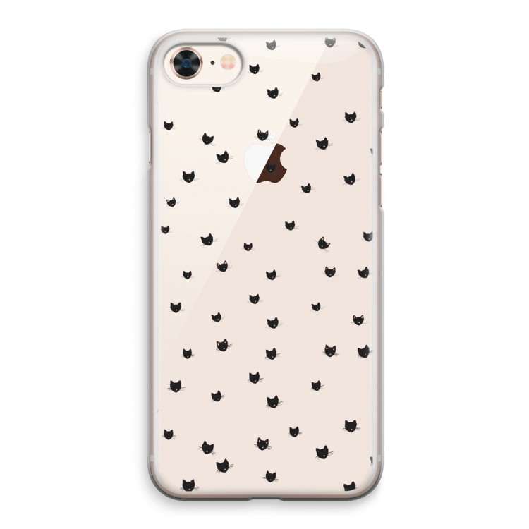Kleine kattenkopjes: iPhone 8 Transparant Hoesje