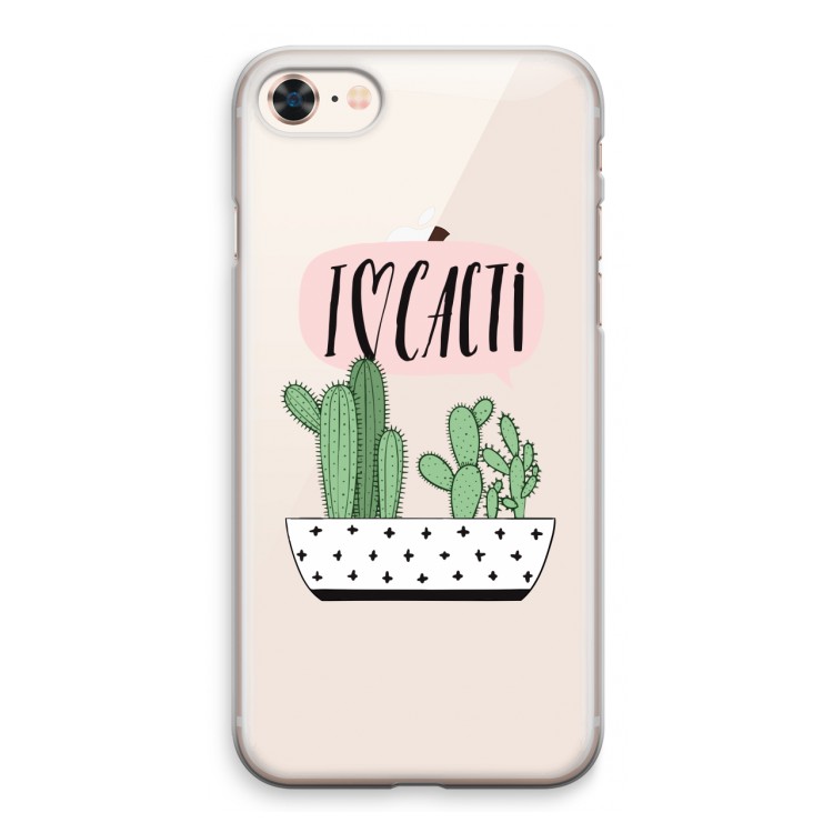 I love cacti: iPhone 8 Transparant Hoesje