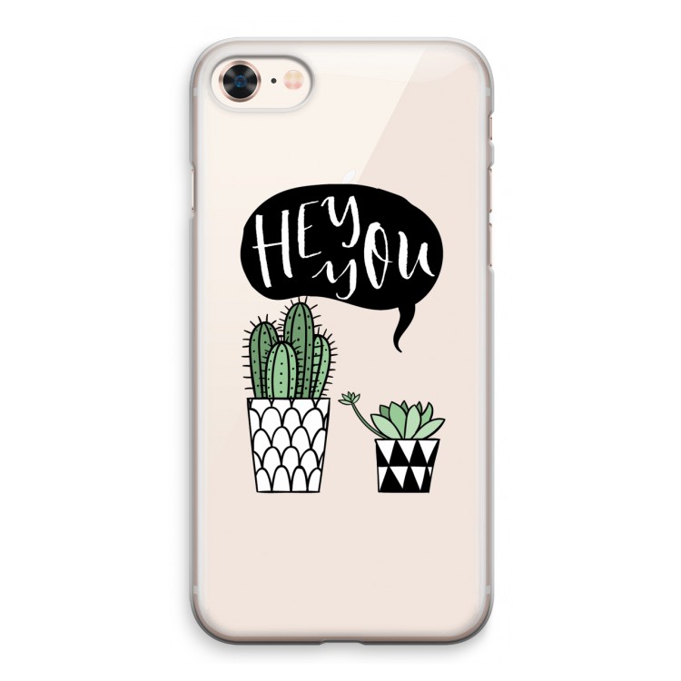 Hey you cactus: iPhone 8 Transparant Hoesje