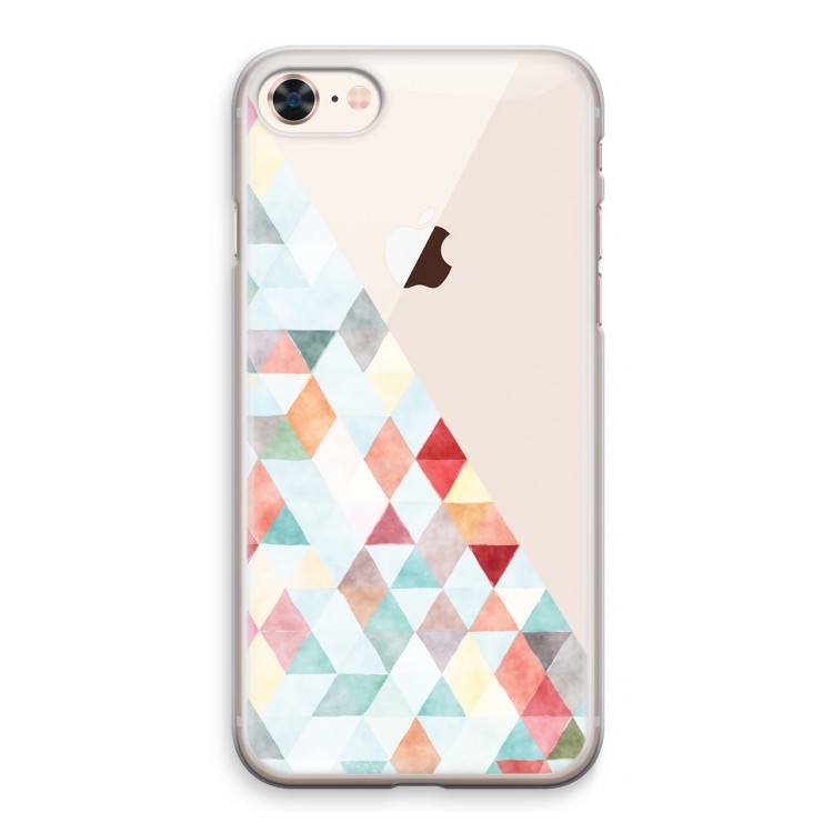 Gekleurde driehoekjes pastel: iPhone 8 Transparant Hoesje
