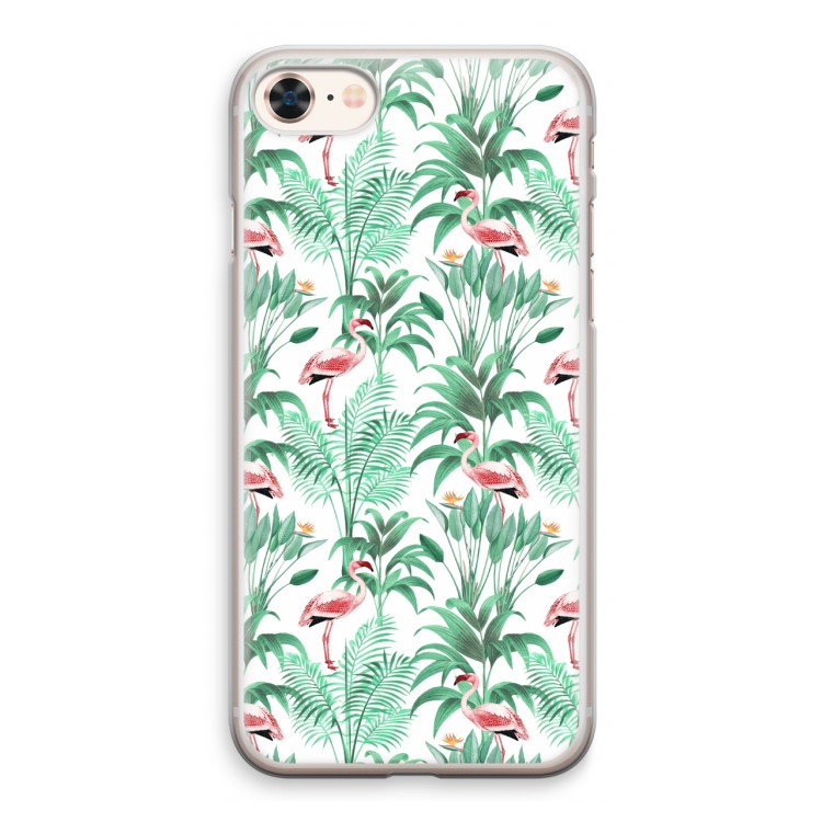 Flamingo bladeren: iPhone 8 Transparant Hoesje