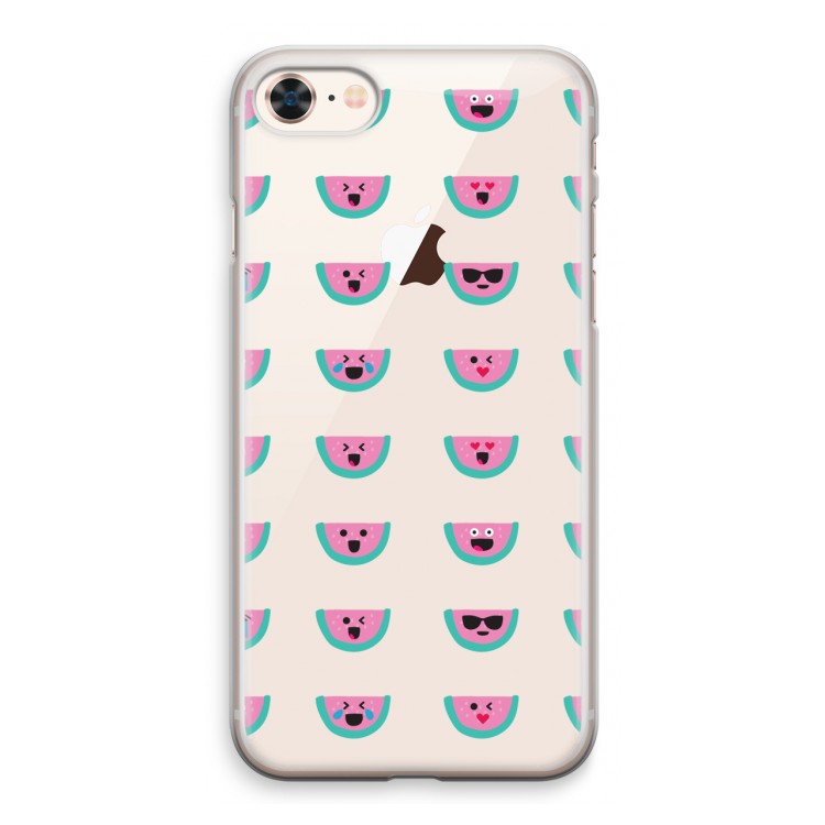 Smiley watermeloenprint: iPhone 8 Transparant Hoesje