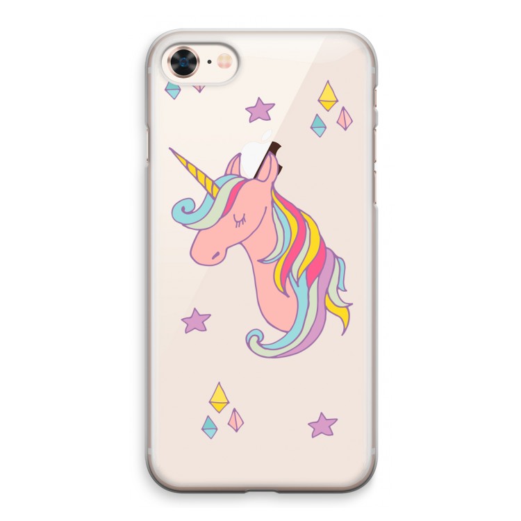 Roze eenhoorn: iPhone 8 Transparant Hoesje