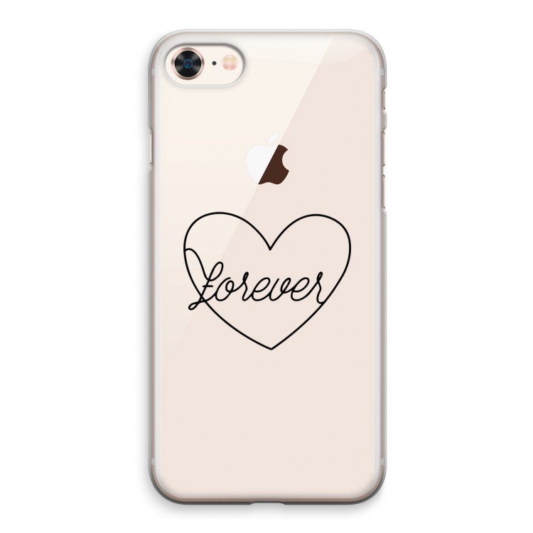 Forever heart black: iPhone 8 Transparant Hoesje