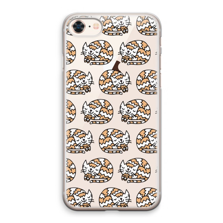Slapende poes: iPhone 8 Transparant Hoesje