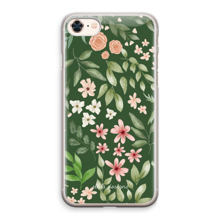 Botanical green sweet flower heaven: iPhone 8 Transparant Hoesje