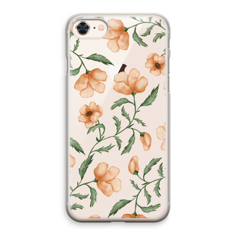 Peachy flowers: iPhone 8 Transparant Hoesje