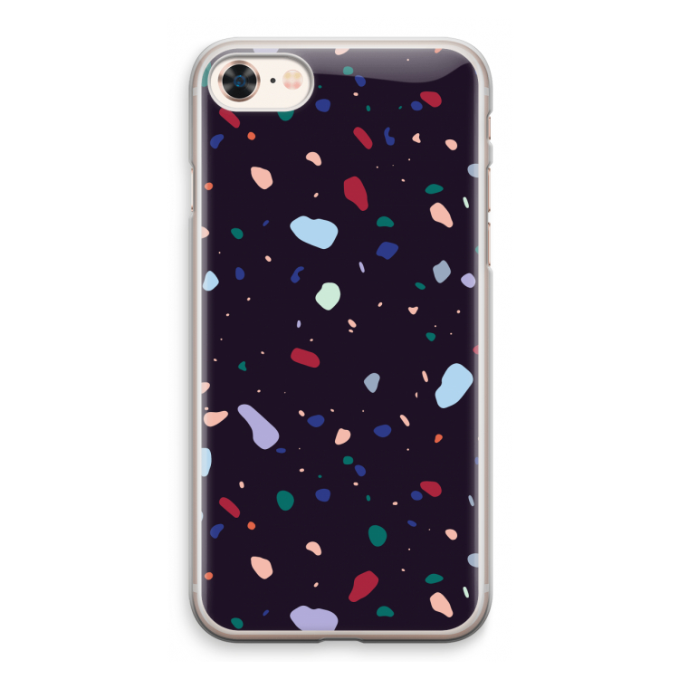 Dark Rounded Terrazzo: iPhone 8 Transparant Hoesje