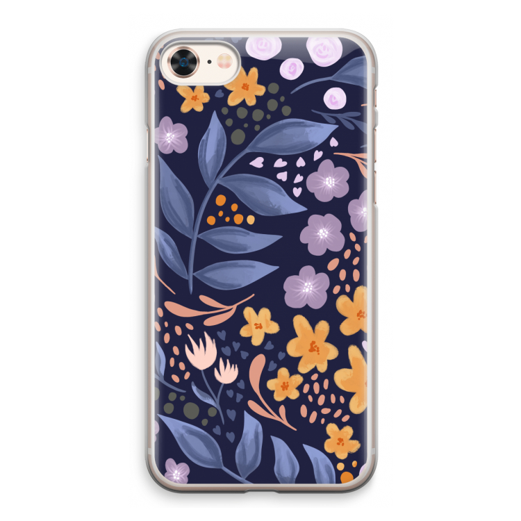 Flowers with blue leaves: iPhone 8 Transparant Hoesje