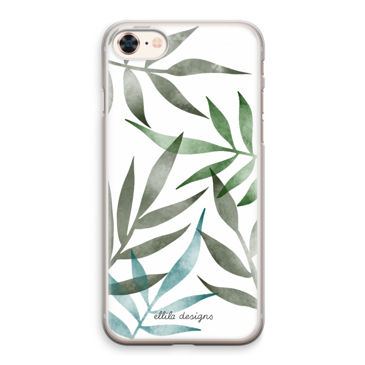 Tropical watercolor leaves: iPhone 8 Transparant Hoesje