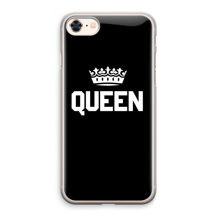 Queen zwart: iPhone 8 Transparant Hoesje
