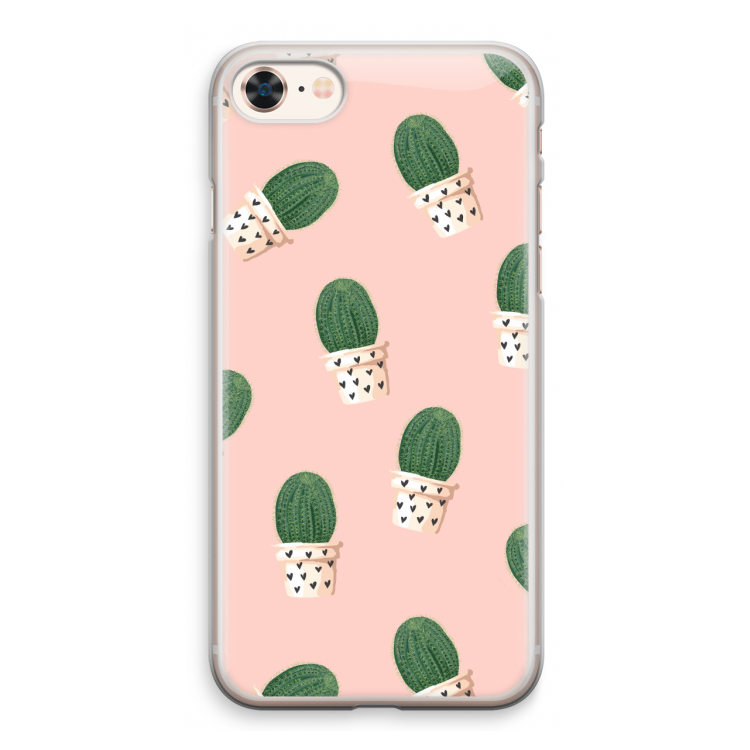 Cactusprint roze: iPhone 8 Transparant Hoesje