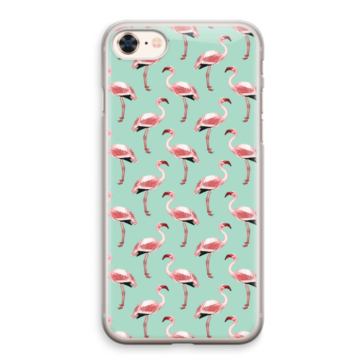 Flamingoprint groen: iPhone 8 Transparant Hoesje