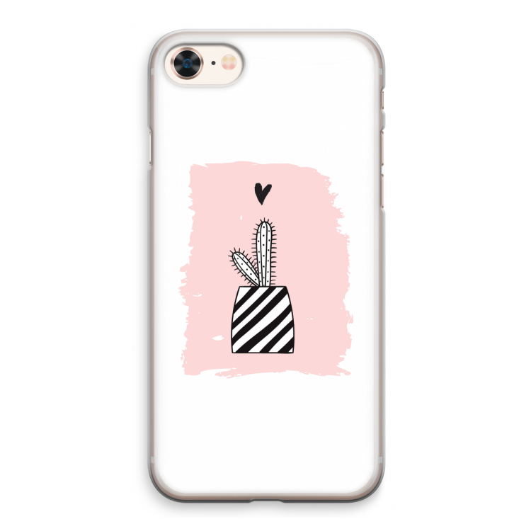Zwart-wit cactus: iPhone 8 Transparant Hoesje