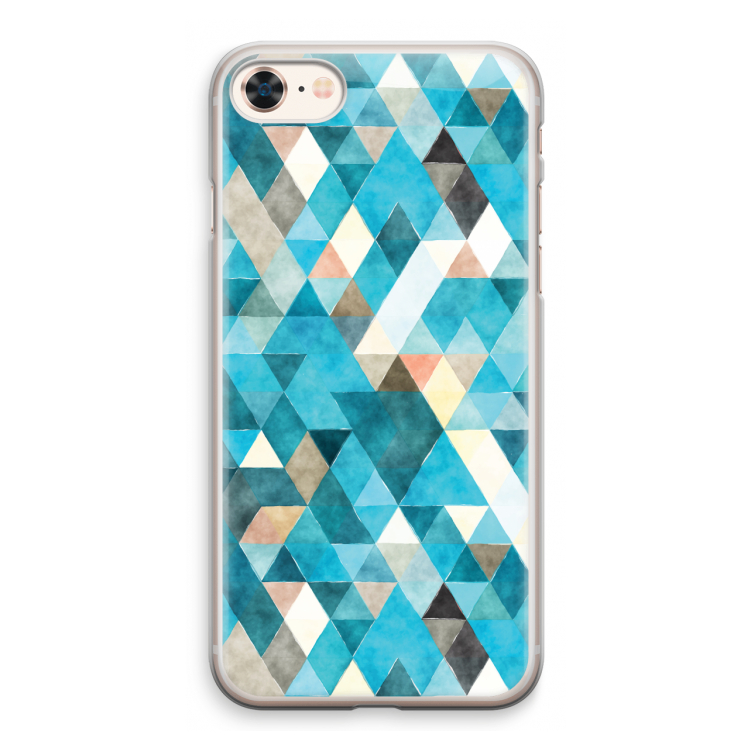 Gekleurde driehoekjes blauw: iPhone 8 Transparant Hoesje