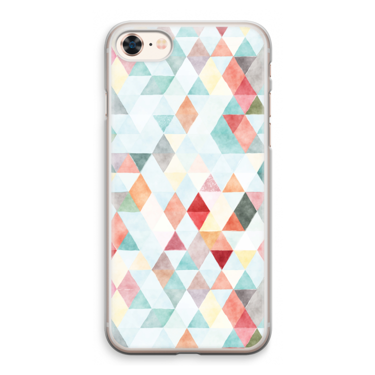 Gekleurde driehoekjes pastel: iPhone 8 Transparant Hoesje