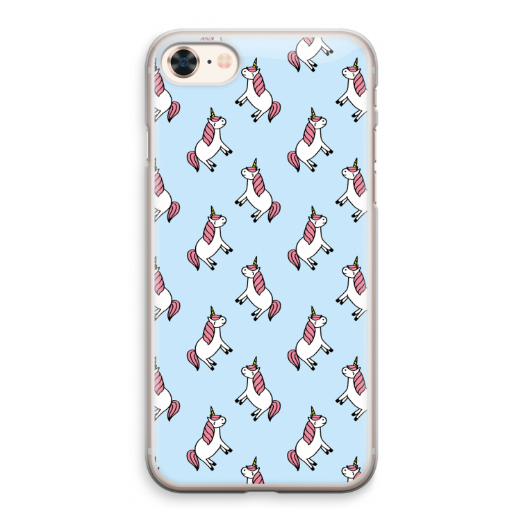 Eenhoorns overal: iPhone 8 Transparant Hoesje
