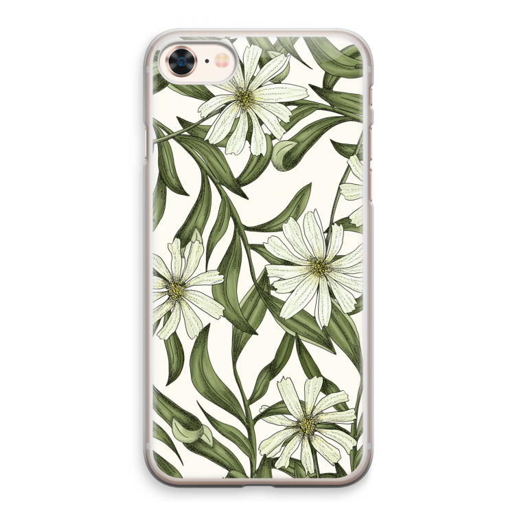Wit bloemenpatroon: iPhone 8 Transparant Hoesje