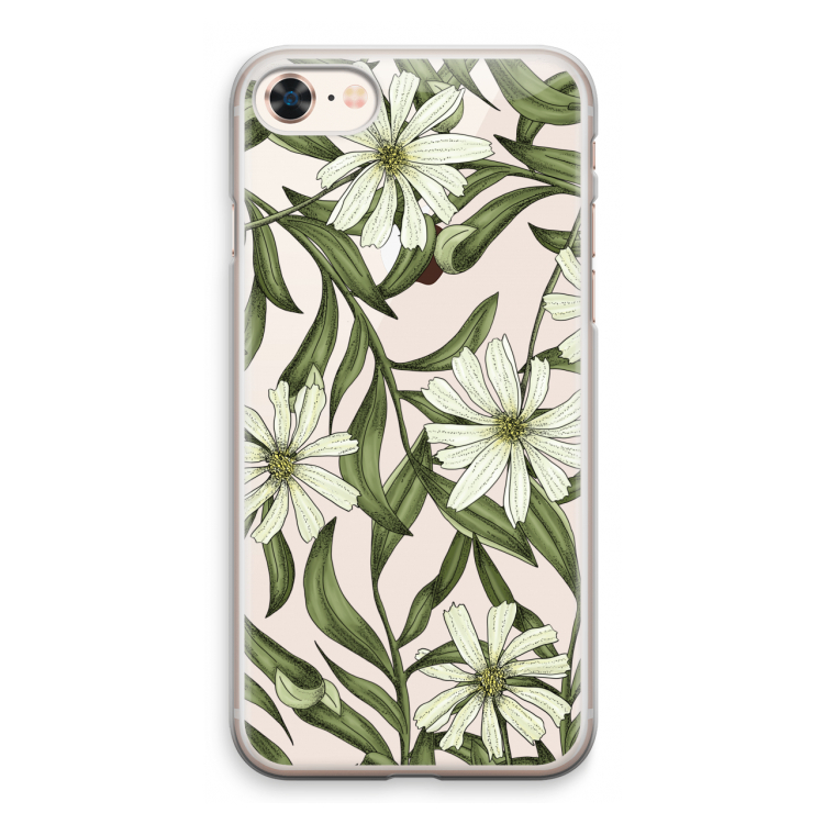 Wit bloemenpatroon: iPhone 8 Transparant Hoesje