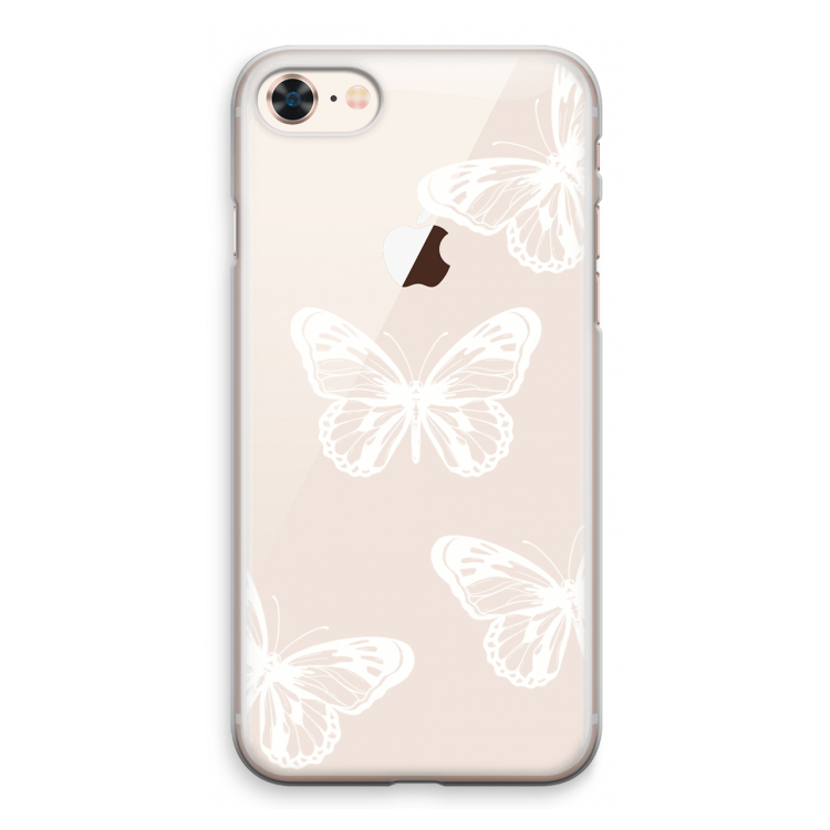 White butterfly: iPhone 8 Transparant Hoesje