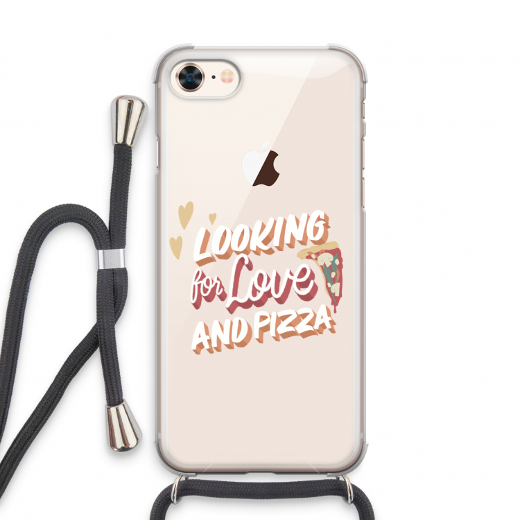 Pizza is the answer: iPhone 8 Transparant Hoesje met koord