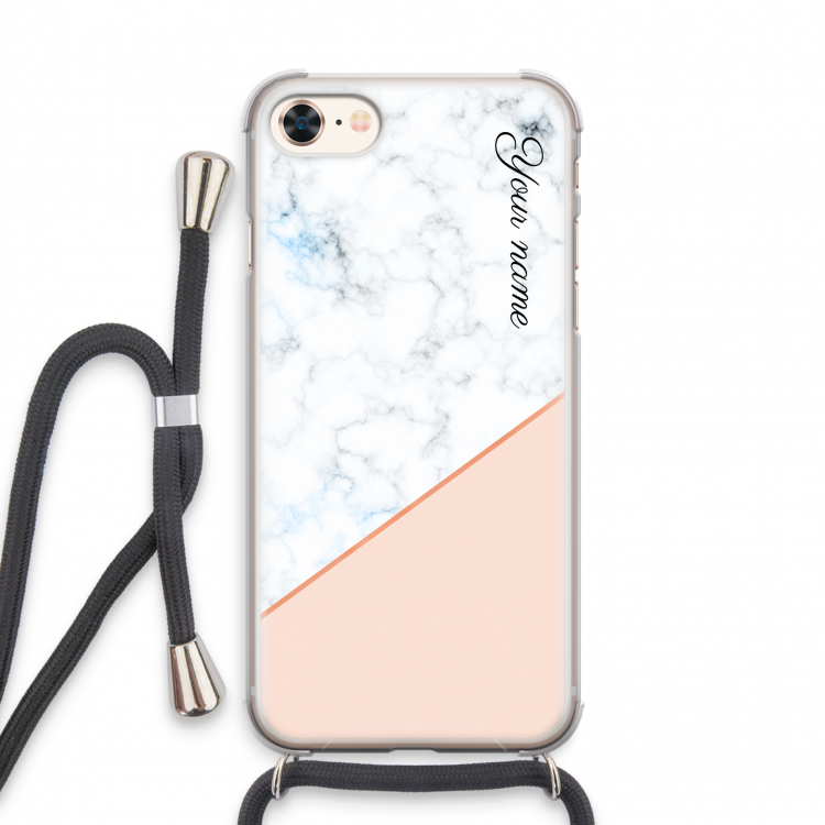 Marmer in stijl: iPhone 8 Transparant Hoesje met koord