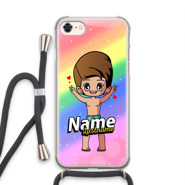 Chibi Maker man: iPhone 8 Transparant Hoesje met koord