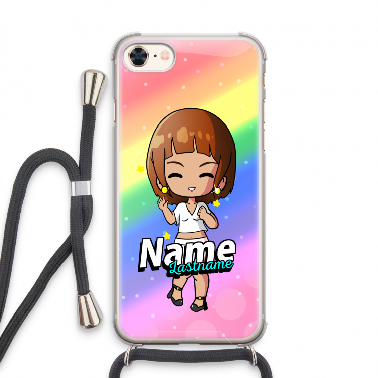 Chibi Maker vrouw: iPhone 8 Transparant Hoesje met koord