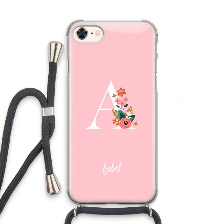 Pink Bouquet: iPhone 8 Transparant Hoesje met koord