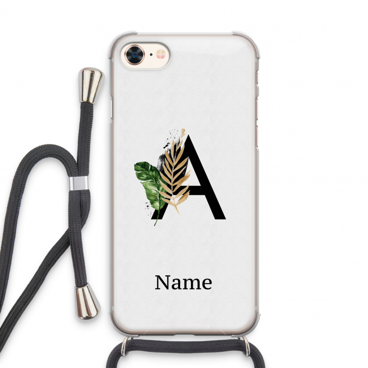Charcoal Flora: iPhone 8 Transparant Hoesje met koord
