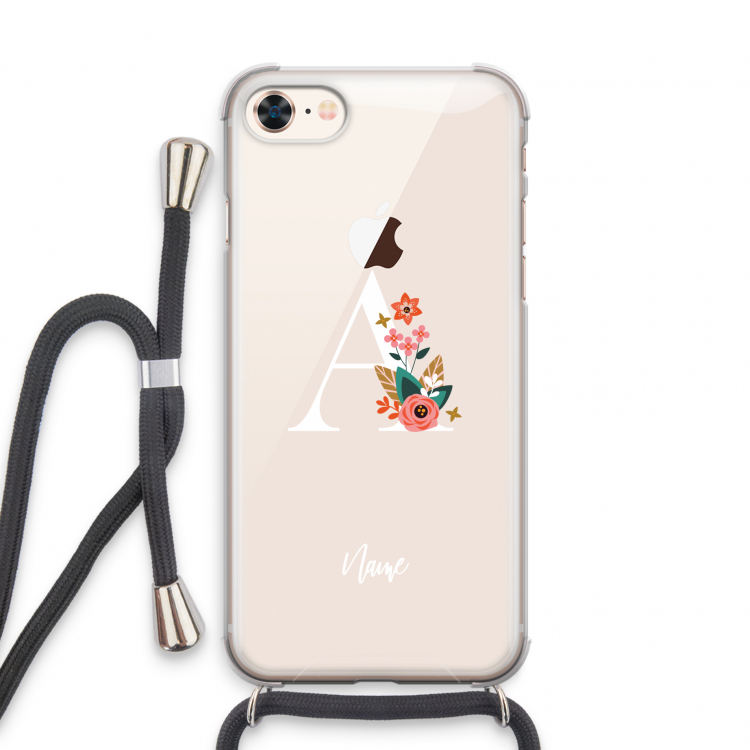 Pink Bouquet: iPhone 8 Transparant Hoesje met koord