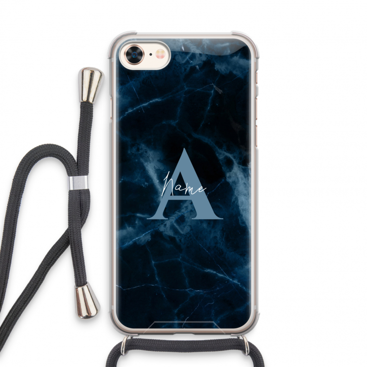 Midnight Marble: iPhone 8 Transparant Hoesje met koord