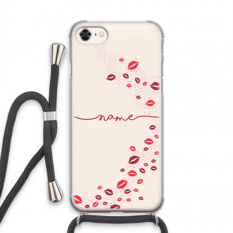 Kusjes: iPhone 8 Transparant Hoesje met koord
