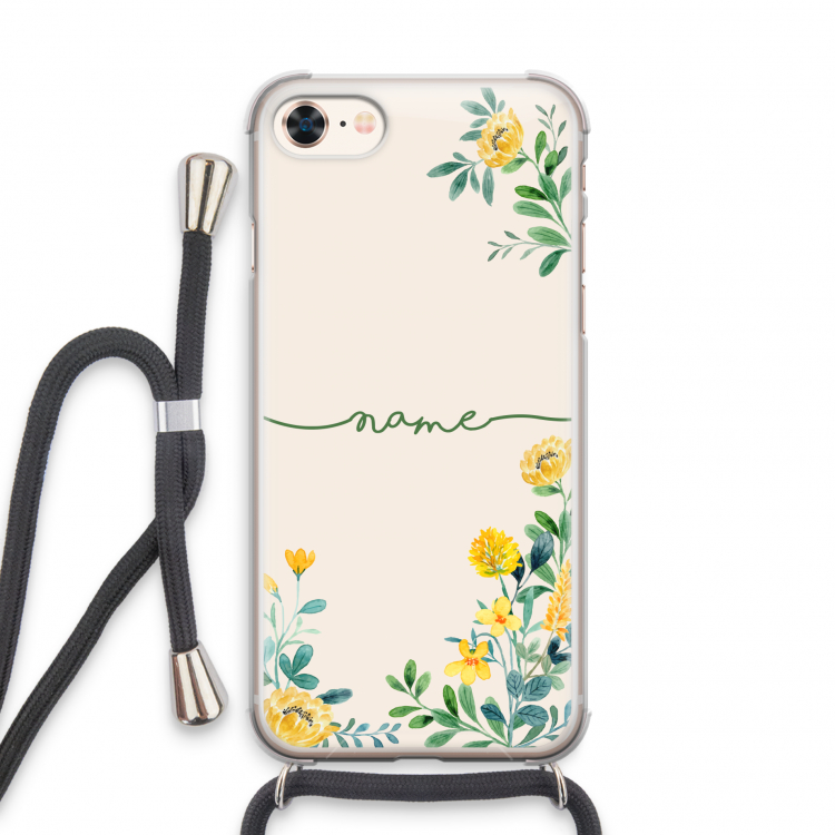 Gele bloemen: iPhone 8 Transparant Hoesje met koord