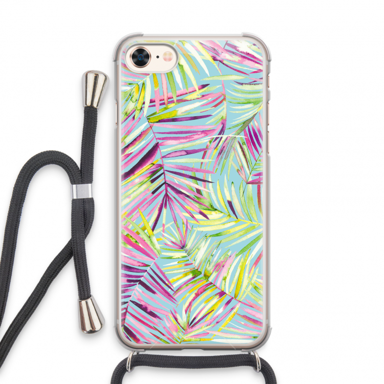 Tropical Palms Blue: iPhone 8 Transparant Hoesje met koord