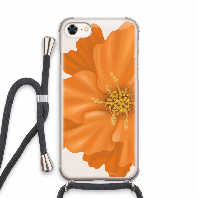 Orange Ellila flower: iPhone 8 Transparant Hoesje met koord
