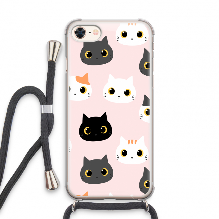 Katten: iPhone 8 Transparant Hoesje met koord